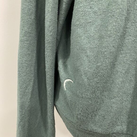 ZYIA Active L Pine Green Slouchy Short Boyfriend Knit Hoodie Lounge Soft Comfy - Picture 15 of 15